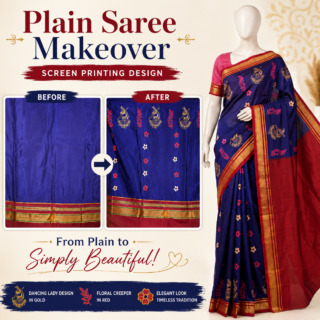 Screen printing on ilakal saree