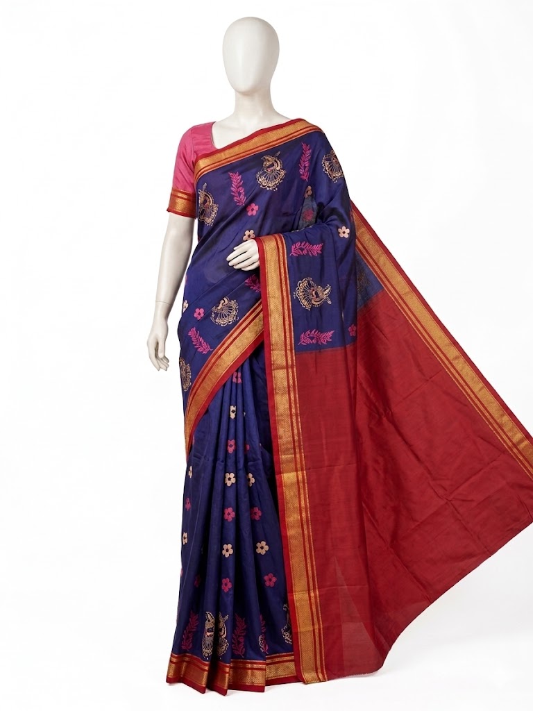 Screen printing on ilkal saree