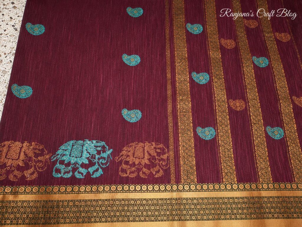 Hand screenprinted saree
