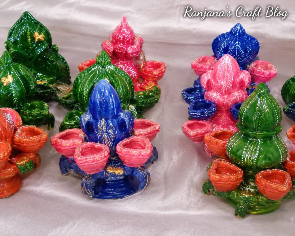 Handpainted terracotta lamps