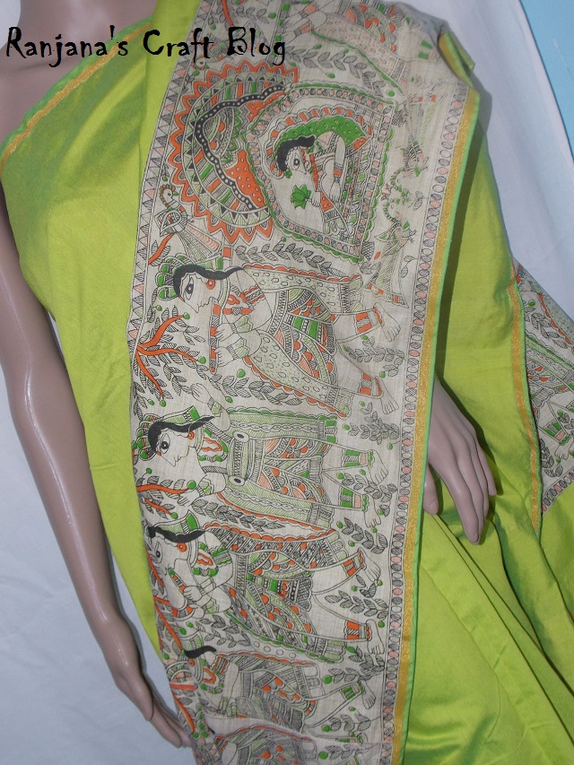 Saree with Madhubani prints