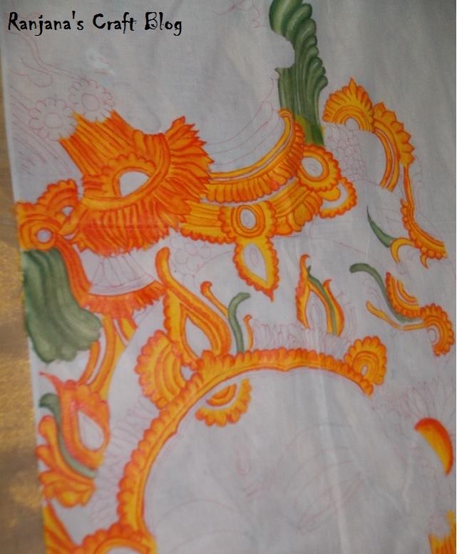 Kerala mural painting on saree