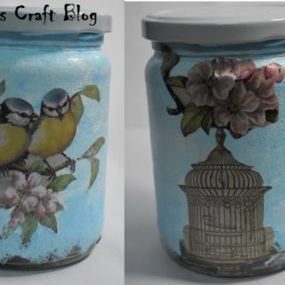 Decoupage on glass jar