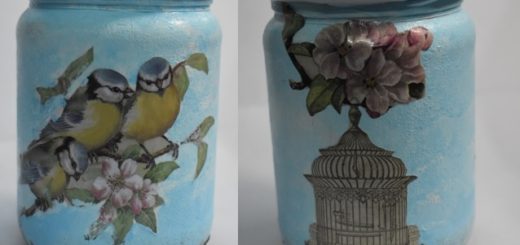 Decoupage on glass jar