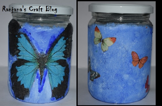 Decoupage on glass jars