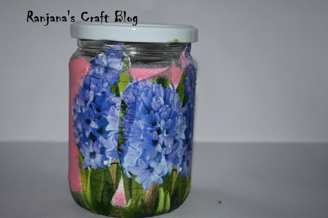 Decoupage on glass jars