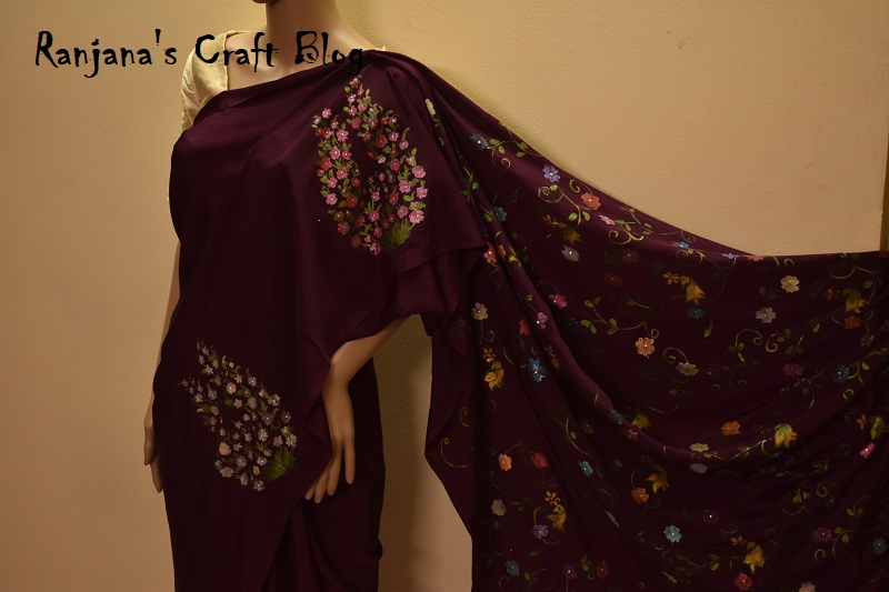 Fabric painting on saree