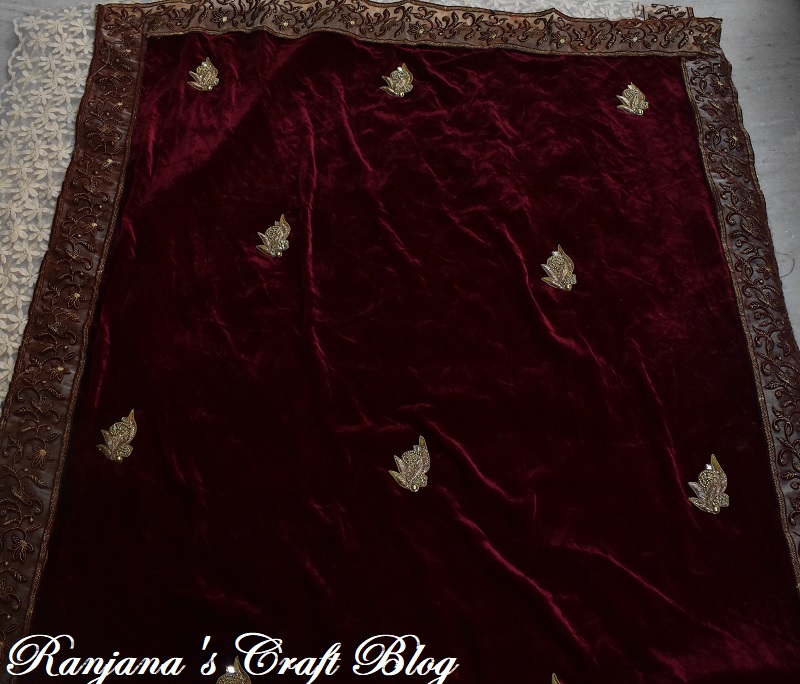 Velvet saree design