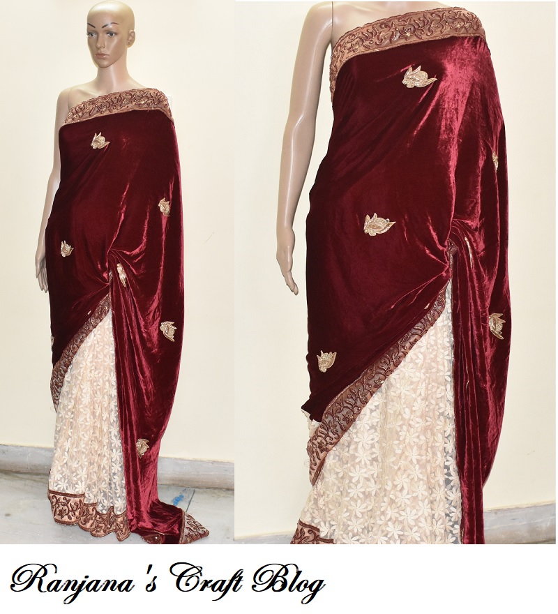 Velvet saree design