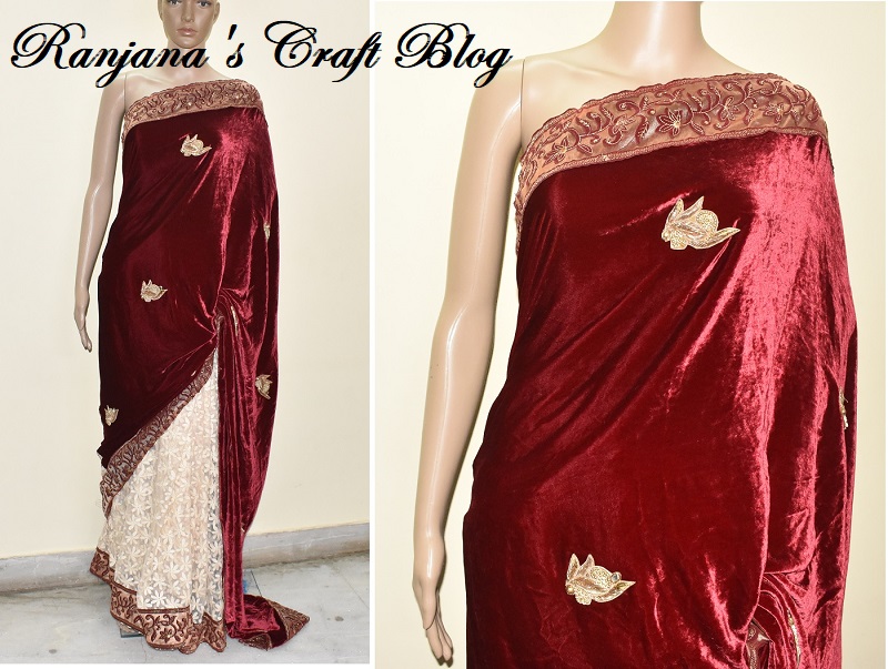 Velvet saree design