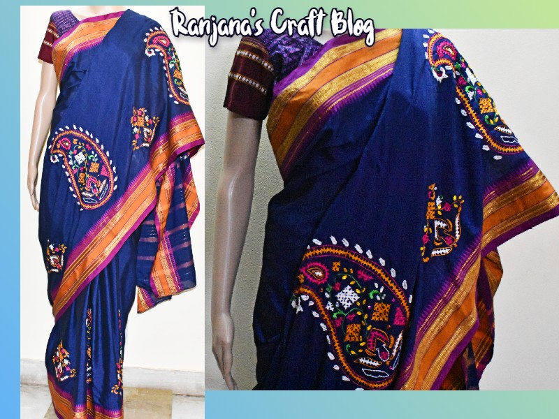 Kutchwork embroidery saree