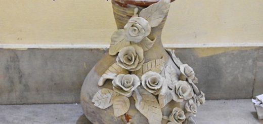Ceramic work on pots