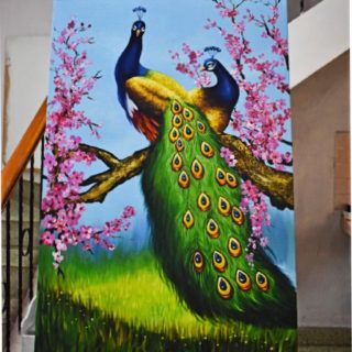 Peacock painting acrylic on canvas