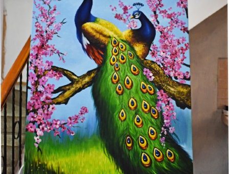 Peacock painting acrylic on canvas