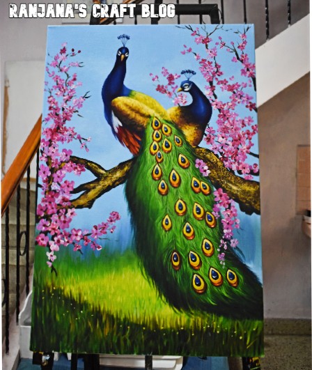 Peacock painting acrylic on canvas