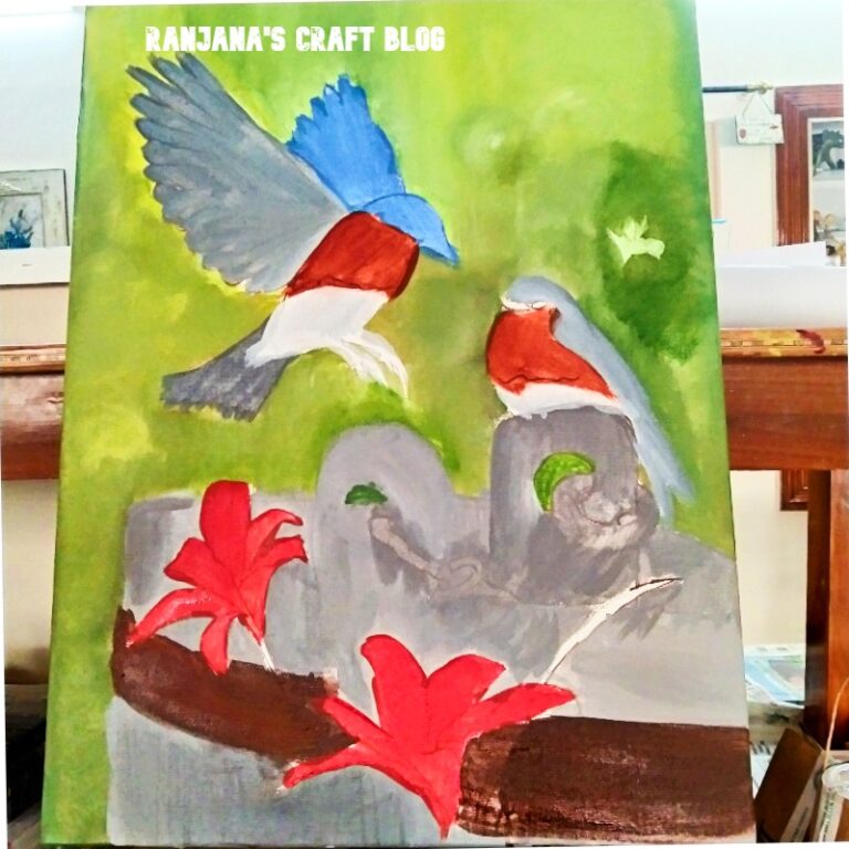 Work In Progress On Wednesday - birds acrylic painting - Ranjana's ...