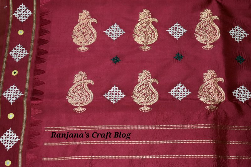 Kutchwork embroidery on saree