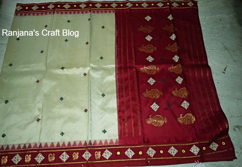 Kutchwork embroidery on saree