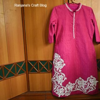 Tatting lace on Kurti