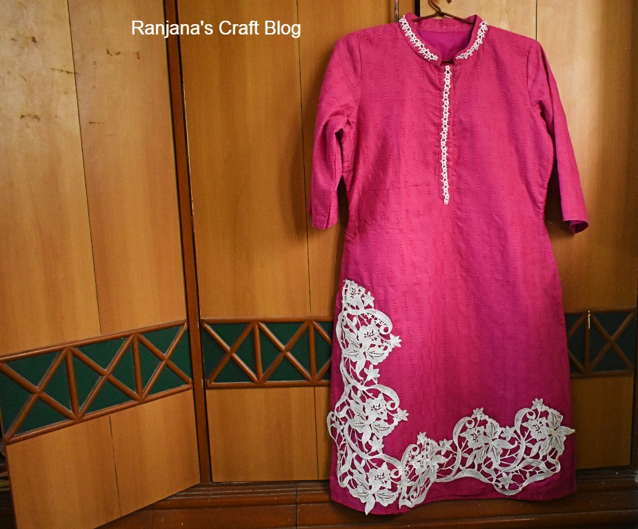 Tatting lace on Kurti