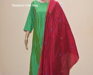 Green - Gavanti Kasuti Embroidery Handloom Maheshwari Silk Dupatta