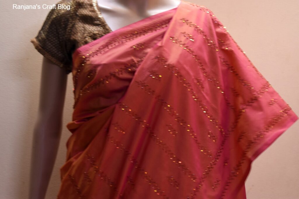 Hand embroidery on saree