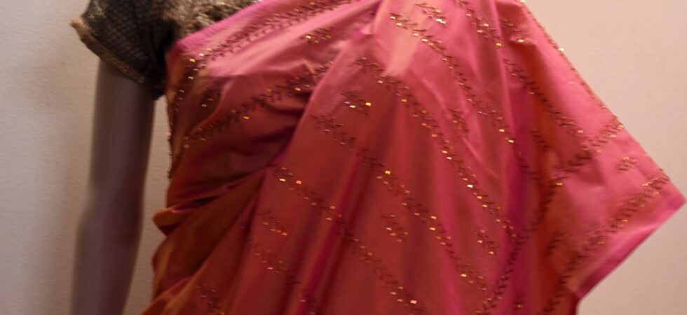 Hand embroidery on saree