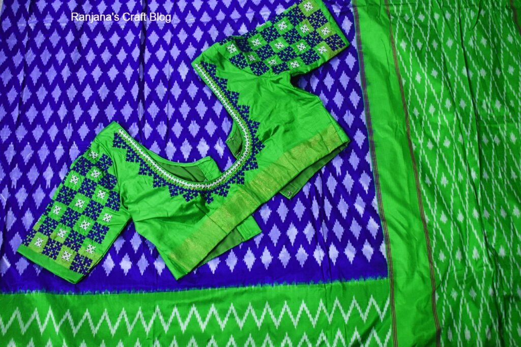 Kutchwork on saree blouse