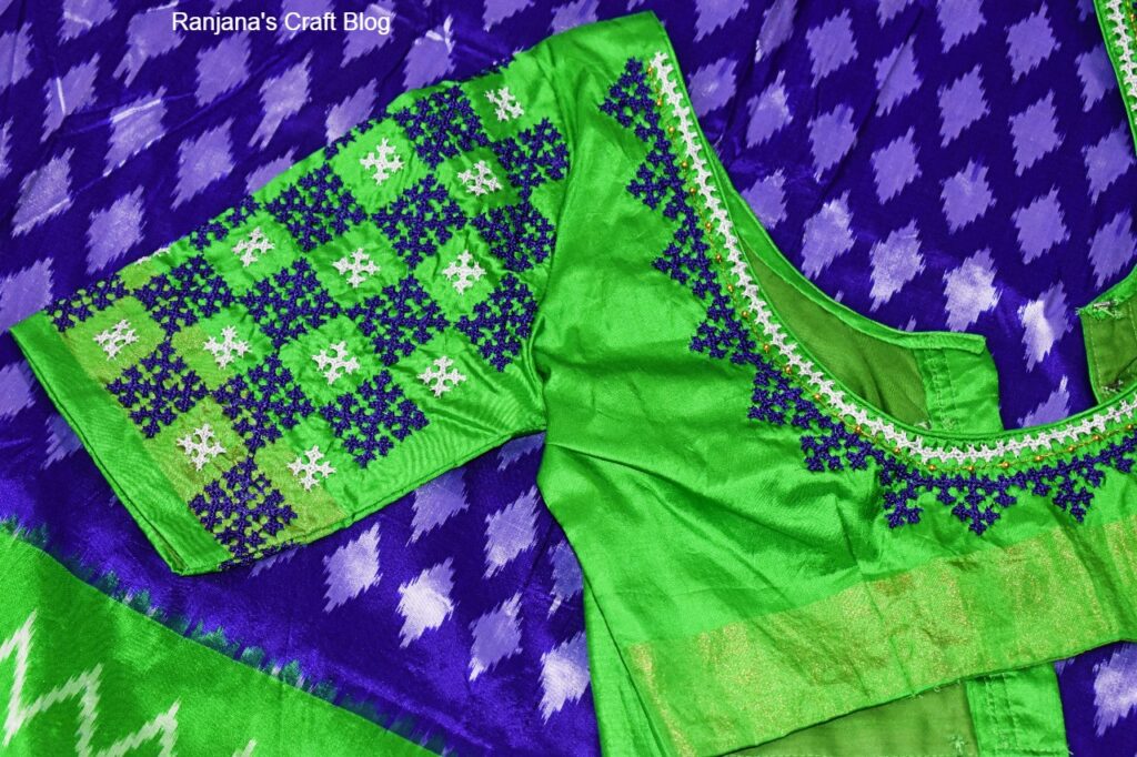 Kutchwork on saree blouse