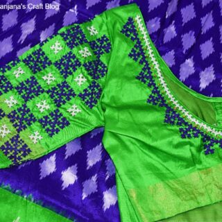 Kutchwork on saree blouse
