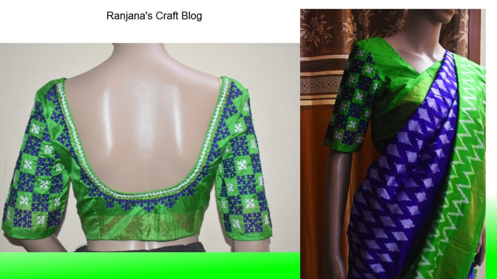 Kutchwork on saree blouse