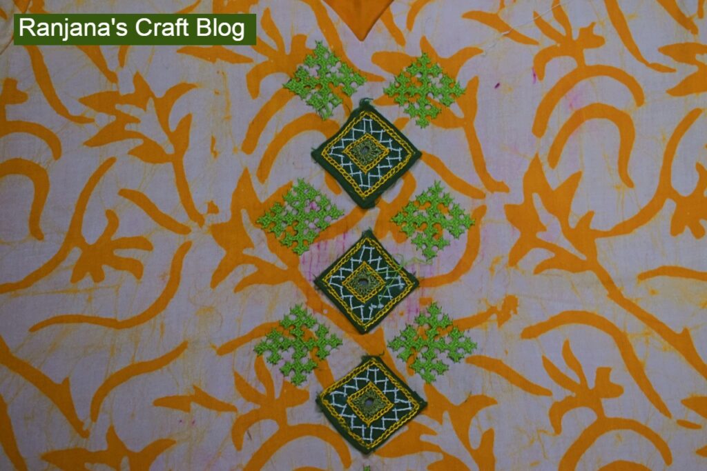 Kutchwork on printed fabric