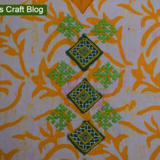 Kutchwork on printed fabric