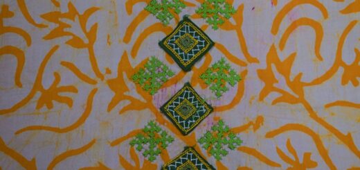 Kutchwork on printed fabric