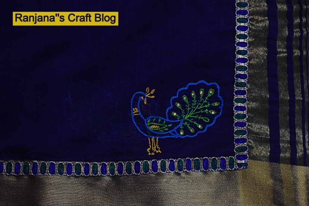 Hand embroidery on saree