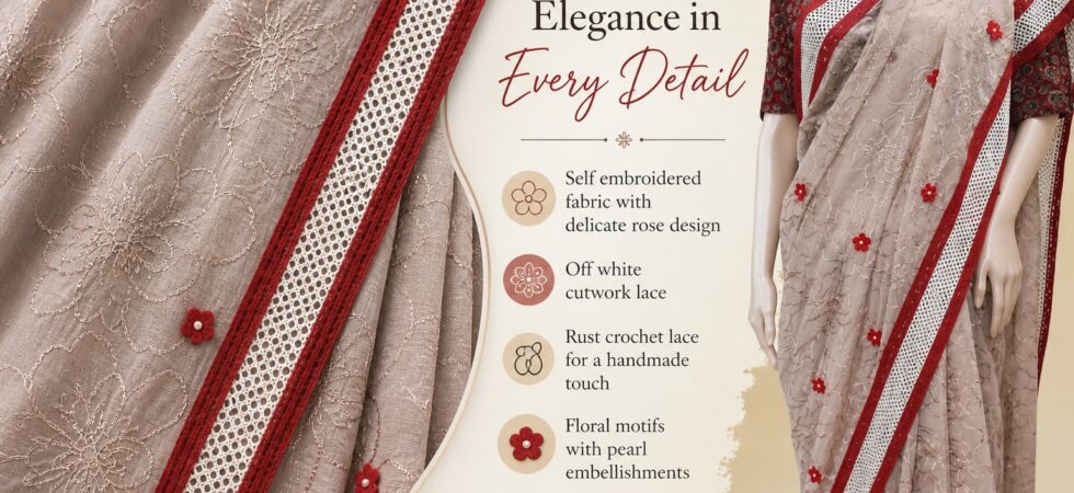 Saree design with lace