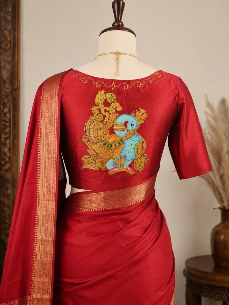 Tanjore painting on blouse