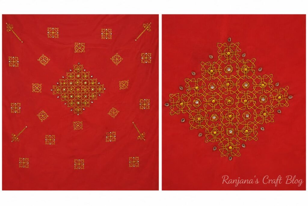 Kolam embroidery on saree