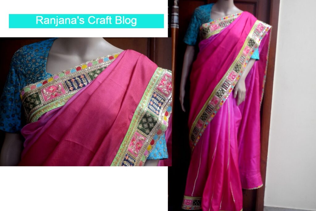 Pink designer saree