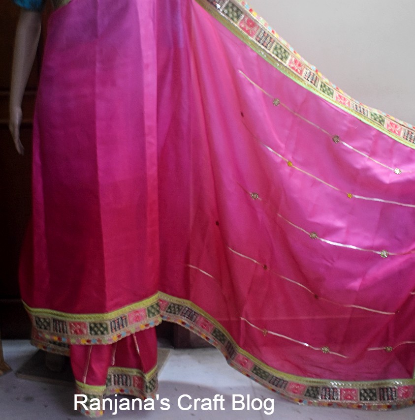 The pallu of pink designer saree