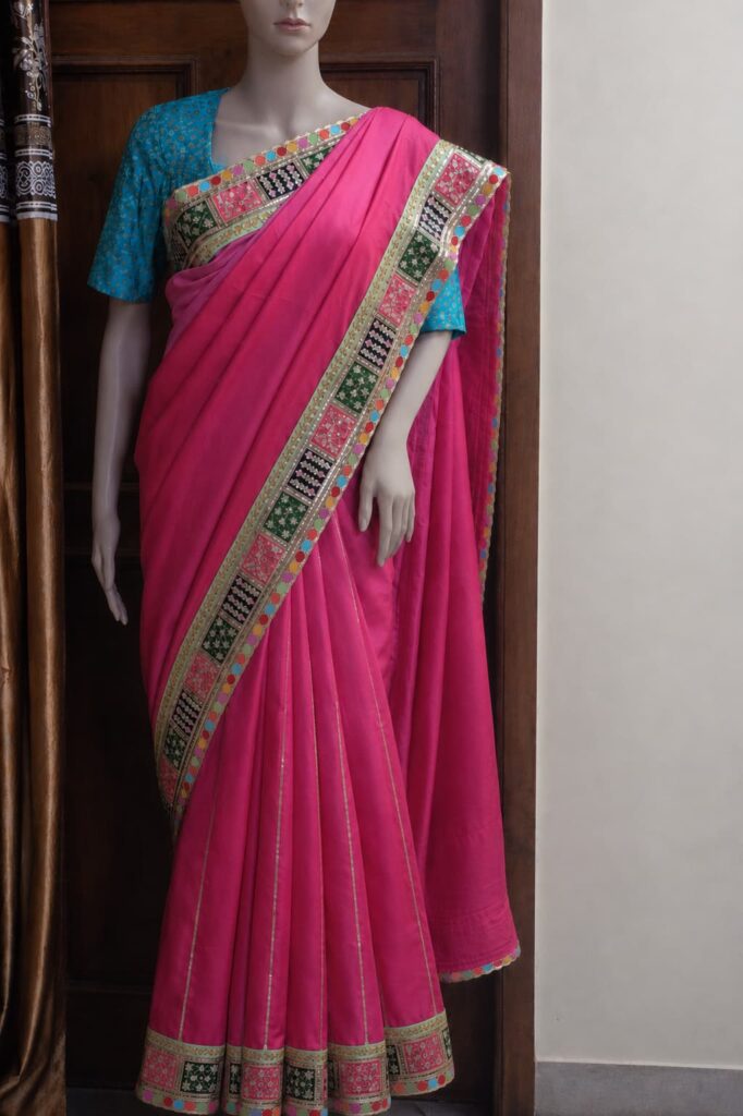 Pink designer saree
