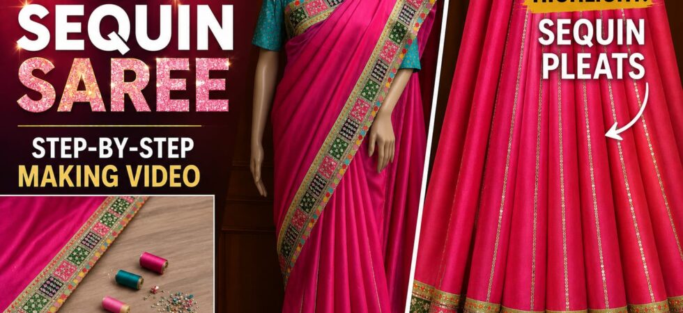 Pink designer saree