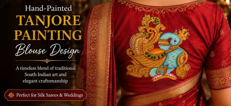 Tanjore painting on blouse