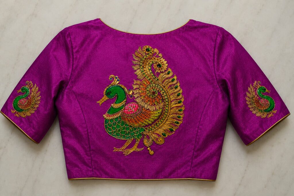 Tanjore painting on silk fabric