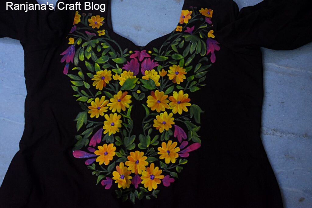 Floral fabric embroidery on kurti
