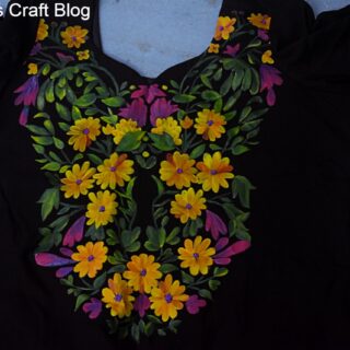 Floral fabric embroidery on kurti