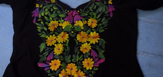 Floral fabric embroidery on kurti
